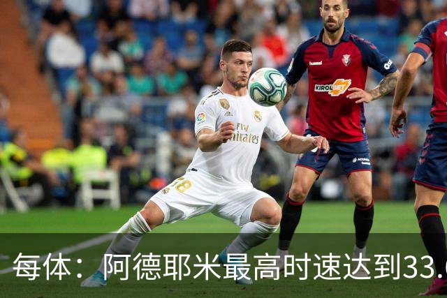 每体：阿德耶米最高时速达到33.6公里，全场冲刺多达39次